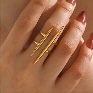Anthropologie Gold Asymmetrical Line Stackable Ring